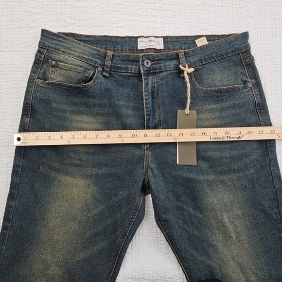 NWT Smith & Mills Denim Blue Jeans Stretch Men’s 38 x 32 Tailored Medium Wash - Picture 15 of 16